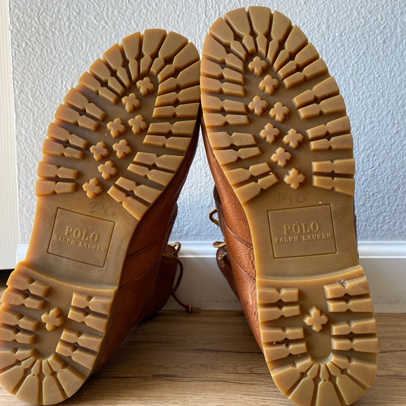 Polo Ralph Lauren Men’s Brown Leather Lace-Up Ankle Boots Size 11D Work Boot - Picture 4 of 5